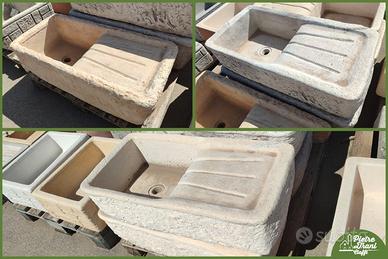 Lavello con Gocciolatoio Effetto Pietra cm. 80x40