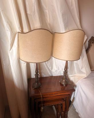Coppia lampade da tavolo vintage in bronzo/ottone