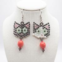 Orecchini Boho Chic Vintage Corallo Forma gatto