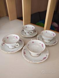 Servizio da the' vintage 4 tazzine con piattino 