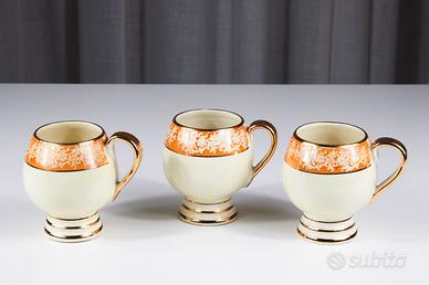 Tre rare tazze Liberty ceramica Carraresi anni ‘30