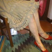 Gonna fatta a mano con uncinetto in cotone verde