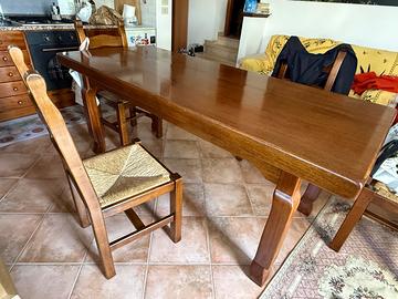 Tavolo in legno massello 200×85 + 6 sedie impaglia