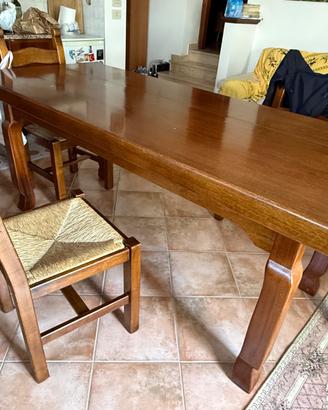 Tavolo in legno massello 200×85 + 6 sedie impaglia