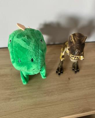 Set 2 dinosauri, peluche e t-rex