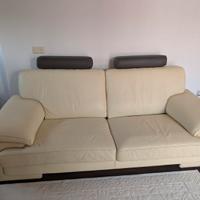 Coppia di divani in vera pelle Dondi Salotti l