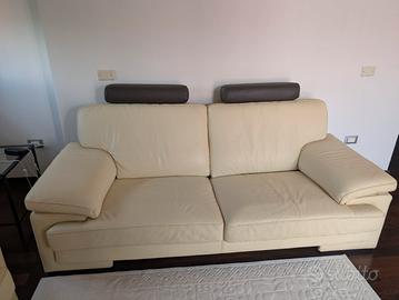 Coppia di divani in vera pelle Dondi Salotti l