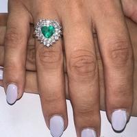 ANELLO CUORE ORO 18kt. DIAMANTI SMERALDO COLOMBIA