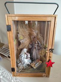 Presepe artigianale in teca/lanterna di legno