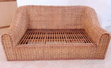 Divano 2 posti della Germa, in vimini intrecciato,