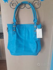 Borsa turchese in similpelle