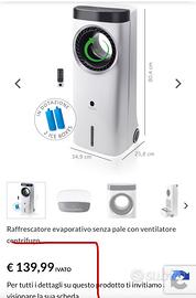 Raffrescatore evaporativo senza pale