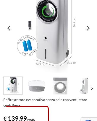 Raffrescatore evaporativo senza pale