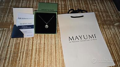 Mayumi collana,argento,zirconi cubici e perla di a