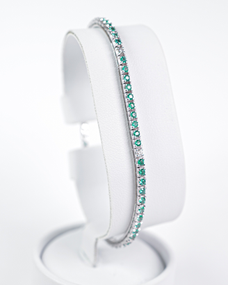 Bracciale tennis con smeraldi e diamanti