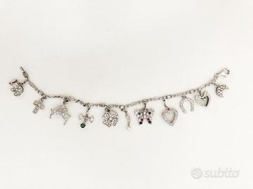 Bracciale oro bianco con ciondoli charms