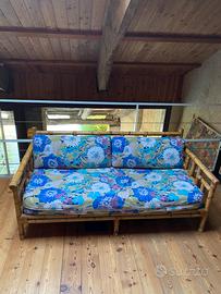 Divano in bambù da esterno o interno con cuscini