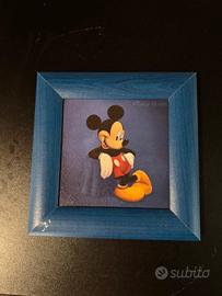 🖼️ Quadro Mickey Mouse con cornice Blu di legno