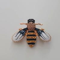 Spilla  Elegante Ape Strass Oro Nero