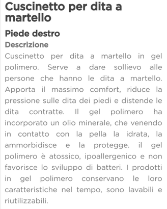 Cuscinetto per dita a martello in gel