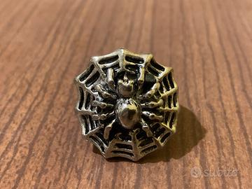 Anello ragno ragnatela argentato uomo grande