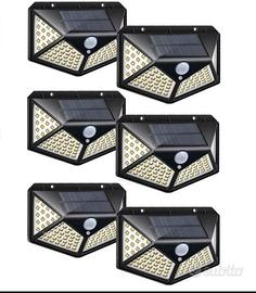 6 Faretti 100 led Energia Solare Sensore Movimento