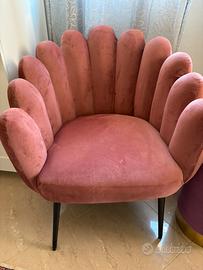 Poltrona velluto rosa