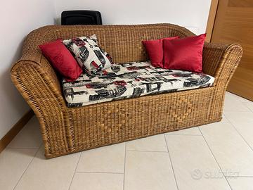 Divano in rattan da interno/esterno con cuscini