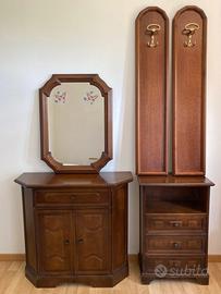 Set arredamento ingresso anni ‘90 legno noce scuro