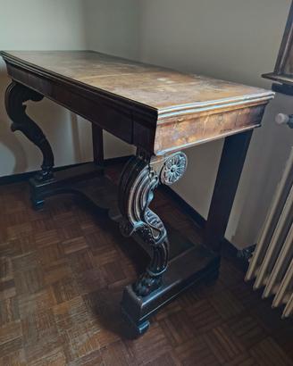 Consolle in ragade di noce di metà 800