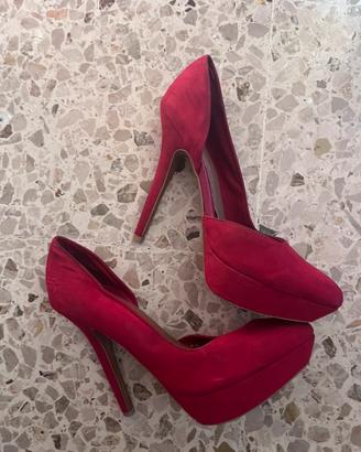 Décolleté Rosse con Tacco Alto e Plateau vintage