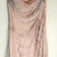 Vestito chiffon beige rosa