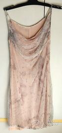 Vestito chiffon beige rosa