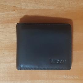 Portafoglio nero in pelle (vuoto)