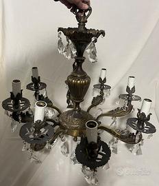 Lampadario in ottone e vetro