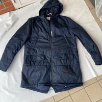 Giaccone Low Brand blu imbottito con cappuccio