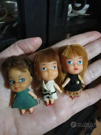 3 mini bambole tascabili vintage Anni 60