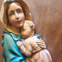 Madonnina Capoletto Vintage in Rilievo su Legno - 