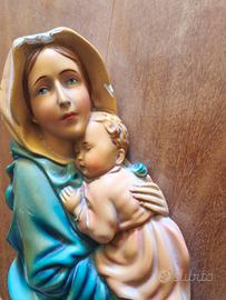 Madonnina Capoletto Vintage in Rilievo su Legno - 