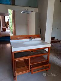 BMT Mobile Bagno in Legno con Specchio  rubinetto