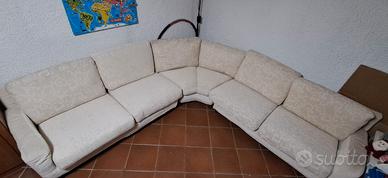 Divano Angolare Tessuto Bianco