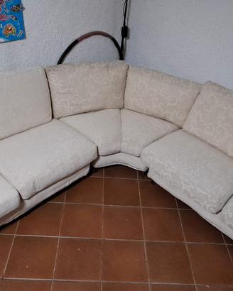 Divano Angolare Tessuto Bianco