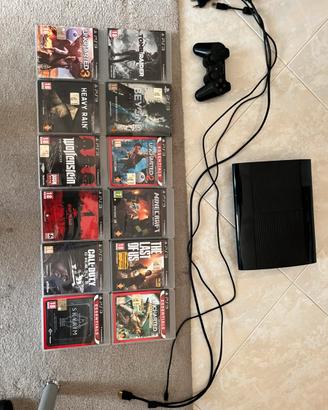 Ps 3 super slim, cavi, 12 giochi, controller orig.