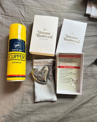 vivienne westwood accendino cuore silver brass new