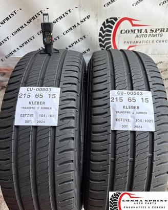 2 PNEUMATICI 215/65 R15C KLEBER ESTIVE 80%