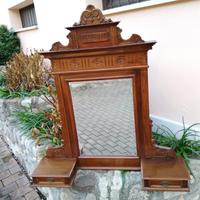 Antica toilette pettiniera in legno con 2 cassetti