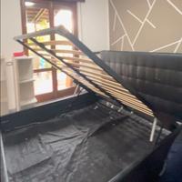 Letto matrimoniale con contenitore in ecopelle ner