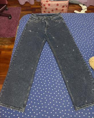 Jeans donna blu scuro con i brillantini