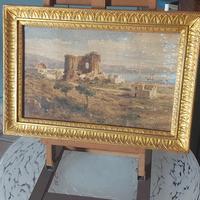 coppia Acquarelli pittore napoletano 1850 circa 