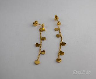 orecchini pendenti acciaio con ciondoli a cuore